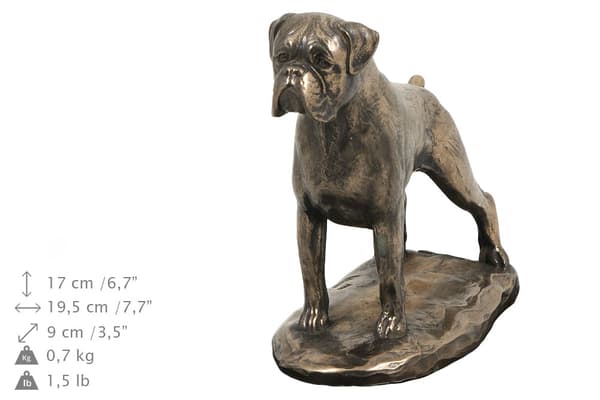 Boxer, Boxer III - urne til hundeaske, klassisk urne med statuette, elegant urne med hund fra Art-Dog