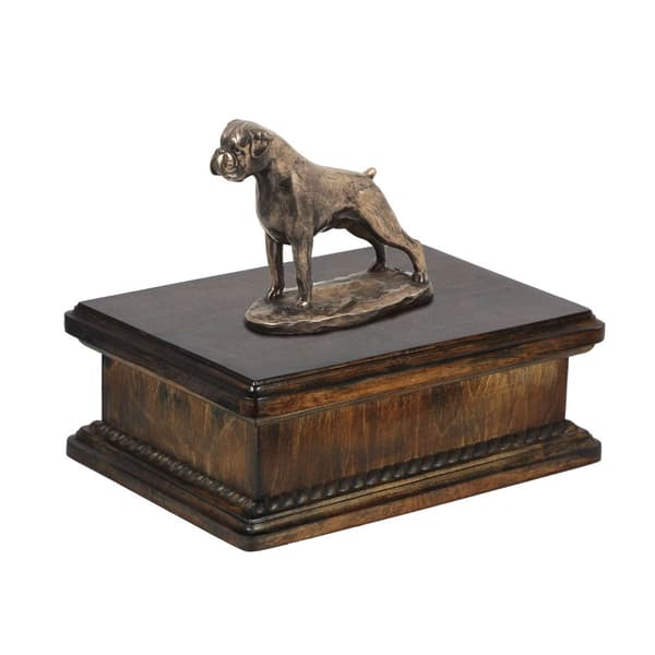 Boxer, Boxer III - urne til hundeaske, klassisk urne med statuette, elegant urne med hund fra Art-Dog