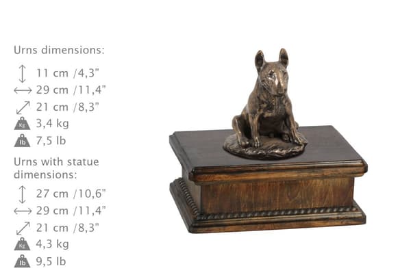 Bull terrier, Bull Terrier III - urna för hundaska, klassisk urna med statyett, elegant urna med hund av Art-Dog