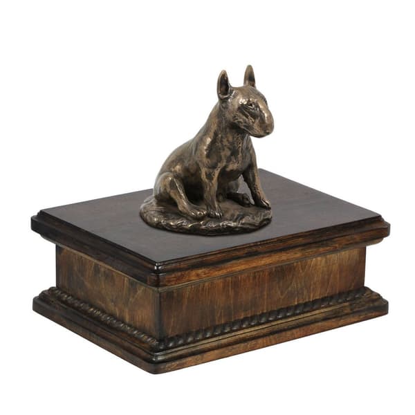 Bull terrier, Bull Terrier III - urna för hundaska, klassisk urna med statyett, elegant urna med hund av Art-Dog
