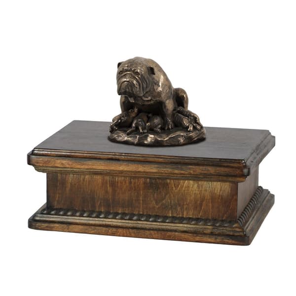 Bulldog II - urna för hundaska, klassisk urna med statyett, elegant urna med hund av Art-Dog