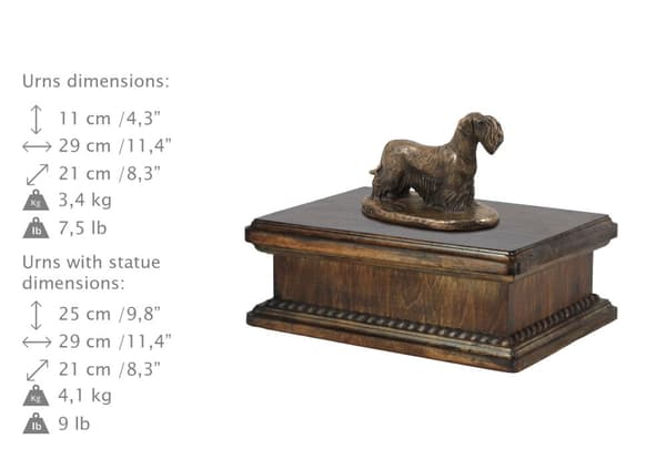 Czech Terrier, Cesky Terrier - urna för hundaska, klassisk urna med statyett, elegant urna med hund av Art-Dog