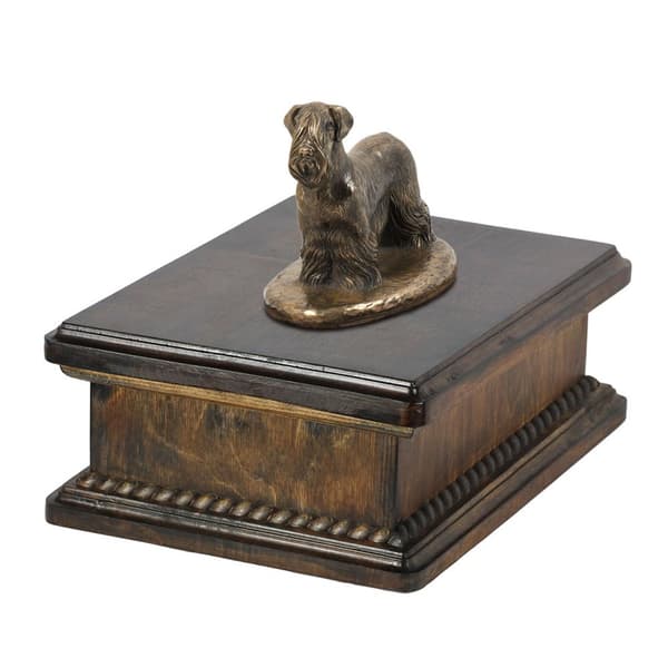 Czech Terrier, Cesky Terrier - urna för hundaska, klassisk urna med statyett, elegant urna med hund av Art-Dog
