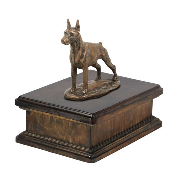 Doberman, Dobermann I - urna för hundaska, klassisk urna med statyett, elegant urna med hund av Art-Dog