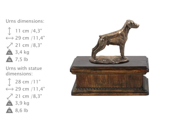 Doberman, Dobermann II - urna för hundaska, klassisk urna med statyett, elegant urna med hund av Art-Dog