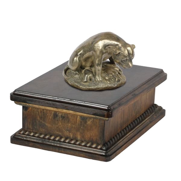 Staffordshire Bull Terrier, Staffik, Staffi III - urna för hundaska, klassisk urna med statyett, elegant urna med hund av Art-Dog