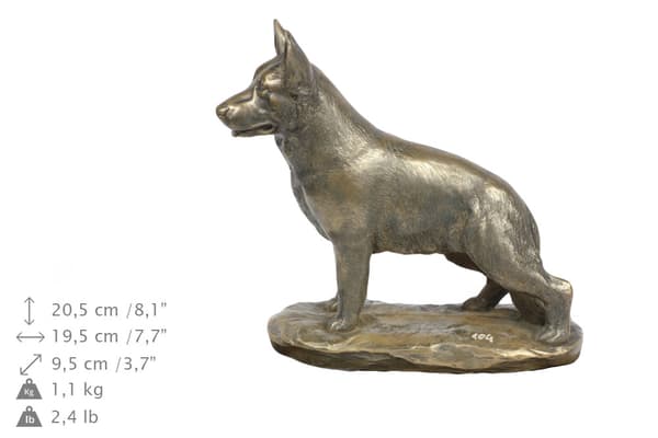 Schäfer, Alsace - urna för hundaska, klassisk urna med statyett, elegant urna med hund av Art-Dog