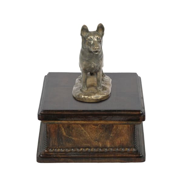 Schäfer, Alsace - urna för hundaska, klassisk urna med statyett, elegant urna med hund av Art-Dog