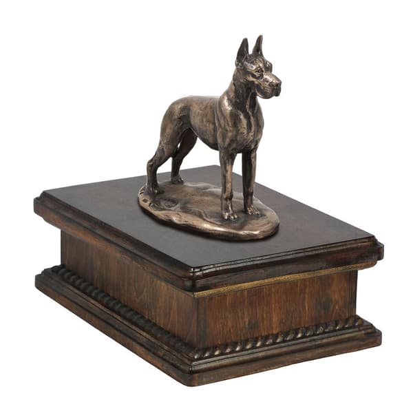 Great Dane I - urna för hundaska, klassisk urna med statyett, elegant urna med hund av Art-Dog