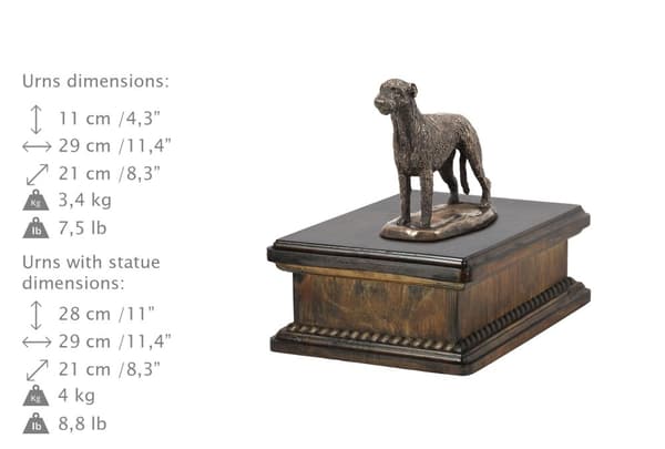 Irländsk varghund, irländsk varghund - urna för hundaska, klassisk urna med statyett, elegant urna med hund av Art-Dog