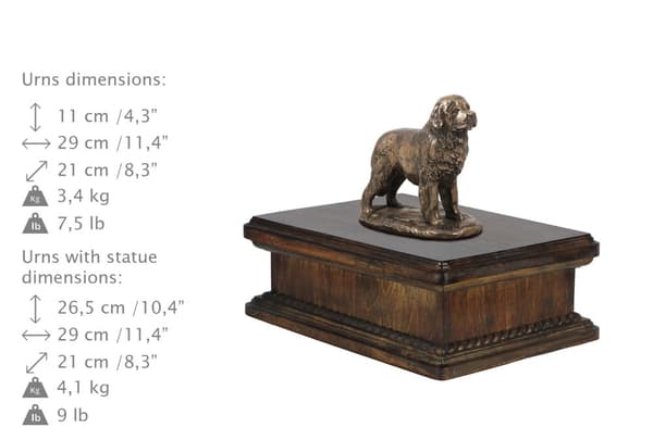 Newfoundland, Newfoundland, Wodołaz - urna för hundaska, klassisk urna med statyett, elegant urna med hund av Art-Dog