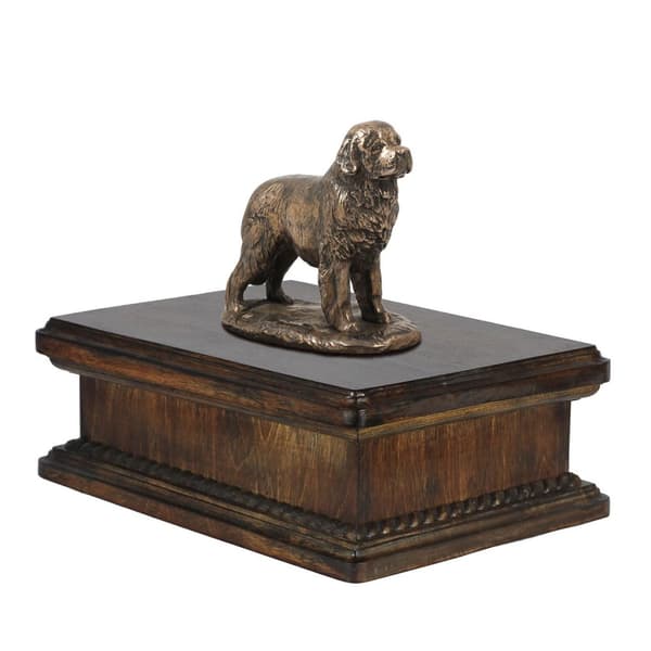Newfoundland, Newfoundland, Wodołaz - urna för hundaska, klassisk urna med statyett, elegant urna med hund av Art-Dog