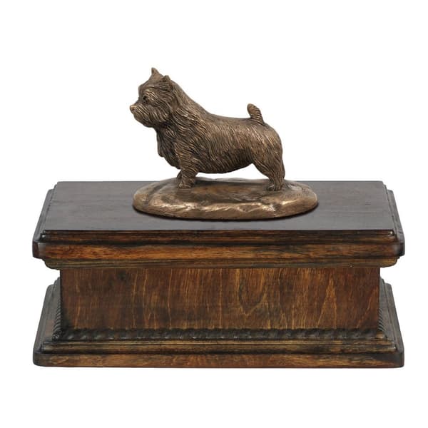Norwich Terrier - urna för hundaska, klassisk urna med statyett, elegant urna med hund av Art-Dog