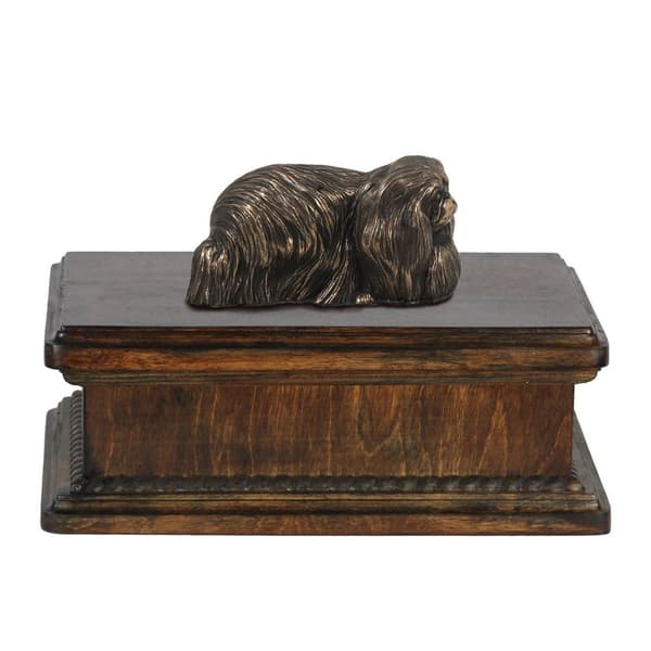 Pekingese - urna för hundaska, klassisk urna med statyett, elegant urna med hund av Art-Dog