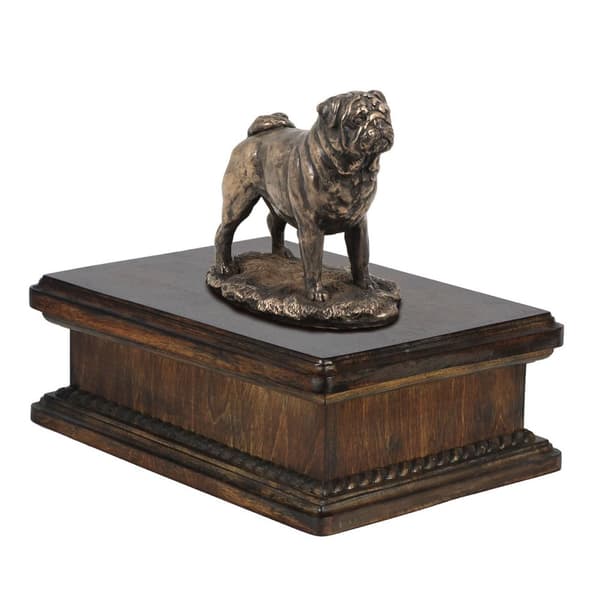 Pug, Pug, Carlin - urne til hundeaske, klassisk urne med statuette, elegant urne med hund fra Art-Dog