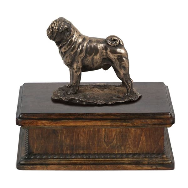 Pug, Pug, Carlin - urna för hundaska, klassisk urna med statyett, elegant urna med en hund av Art-Dog