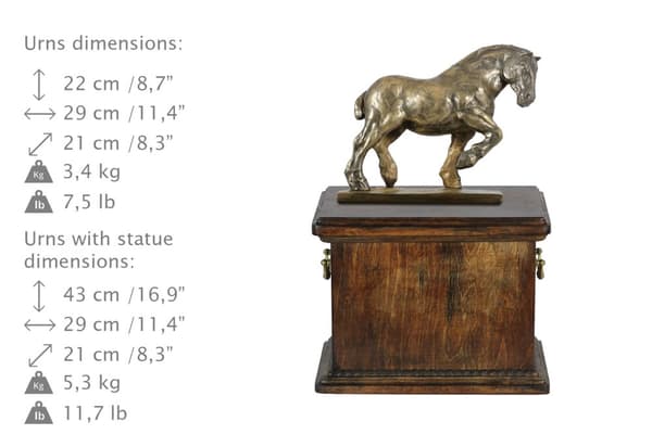 Belgisk häst - urna för hästaska, urna med statyett, elegant urna med häst av Art-Dog