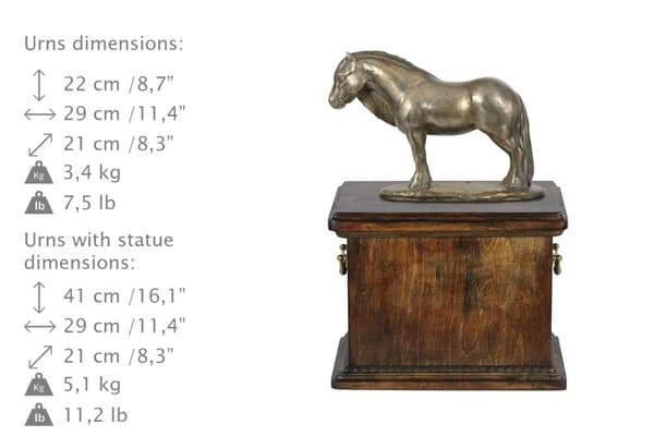 Fell Pony mare - urna för hästaska, urna med statyett, elegant urna med häst av Art-Dog