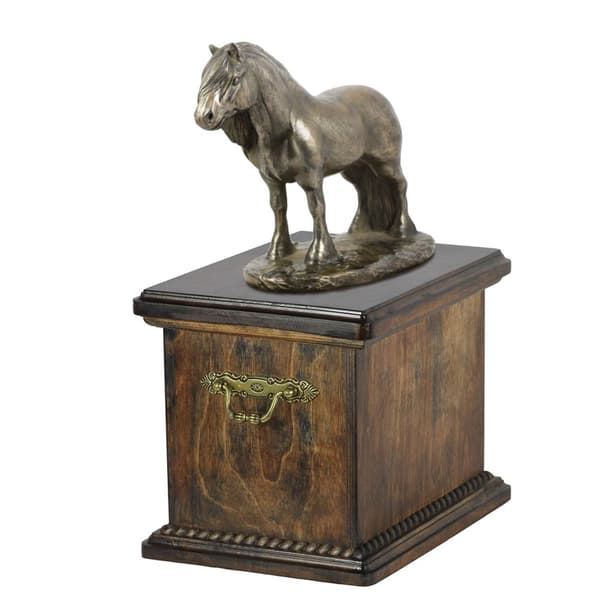 Fell Pony hest - hingst - urne til hesteaske, urne med statuette, elegant urne med hest af Art-Dog