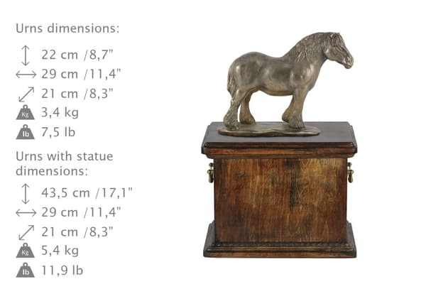 Belgisk / Percheron - urna för hästaska, urna med statyett, elegant urna med häst av Art-Dog