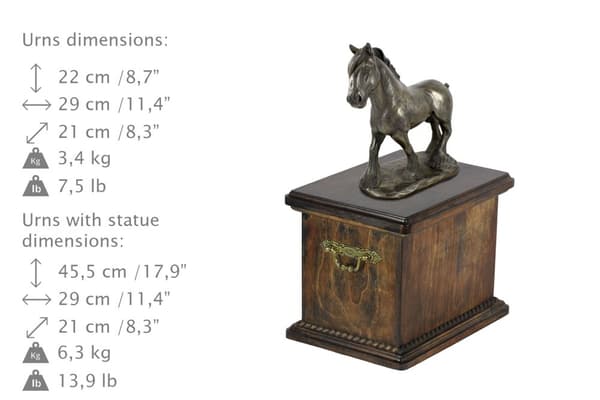Amt - urne til hesteaske, urne med statuette, elegant urne med hest af Art-Dog