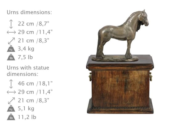 Friesersto - urna för hästaska, urna med statyett, elegant urna med häst av Art-Dog