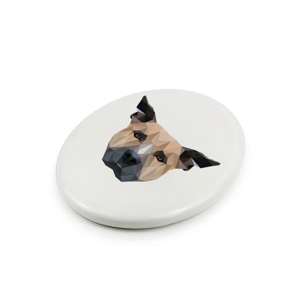 Staffordshire Bull Terrier, Staffik, Staffi - geometrisk kakel med foto och inskription av Art-Dog
