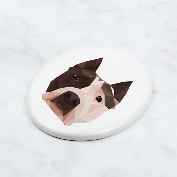 Amerikkalainen staffordshiren terrieri, Amstaff, Amstaf - laatta valokuvalla ja geometrisella kirjoituksella Art-Dog