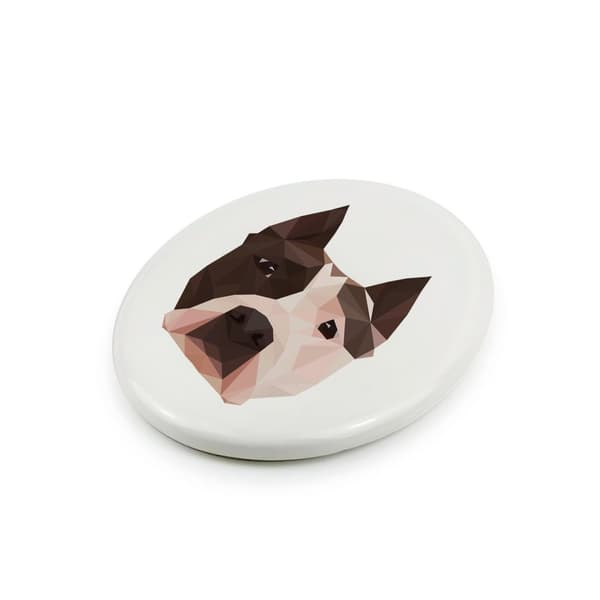 Amerikkalainen staffordshiren terrieri, Amstaff, Amstaf - laatta valokuvalla ja geometrisella kirjoituksella Art-Dog