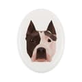 Pikkukuva 1 / 4: Amerikkalainen staffordshiren terrieri, Amstaff, Amstaf - laatta valokuvalla ja geometrisella kirjoituksella Art-Dog