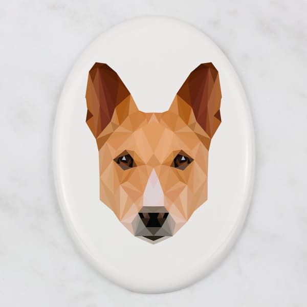 Basenji, Basenji, Kongon koira - geometrinen laatta valokuvalla ja kirjoituksella Art-Dog