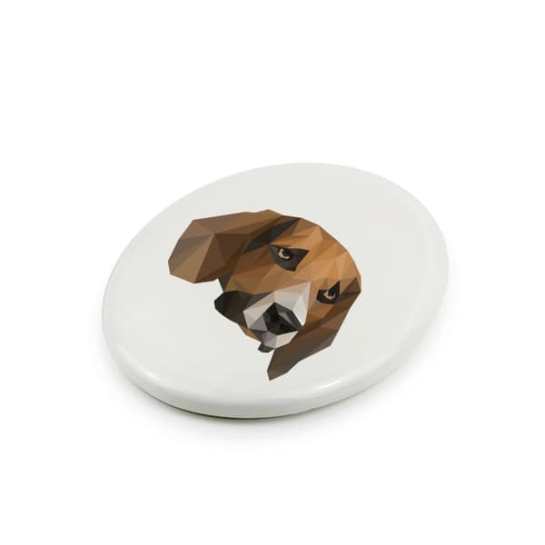 Beagle - en flise med et foto og en geometrisk inskription af Art-Dog