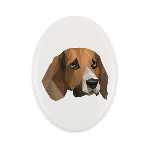 Beagle - en flise med et foto og en geometrisk inskription af Art-Dog