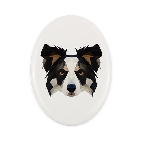 Border Collie - en bricka med ett foto och en geometrisk inskription av Art-Dog