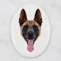 Miniatyrbillede 3 af 4: Malinois Belgian Shepherd - geometrisk flise med et foto og inskription af Art-Dog