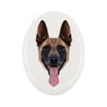 Miniatyrbillede 1 af 4: Malinois Belgian Shepherd - geometrisk flise med et foto og inskription af Art-Dog