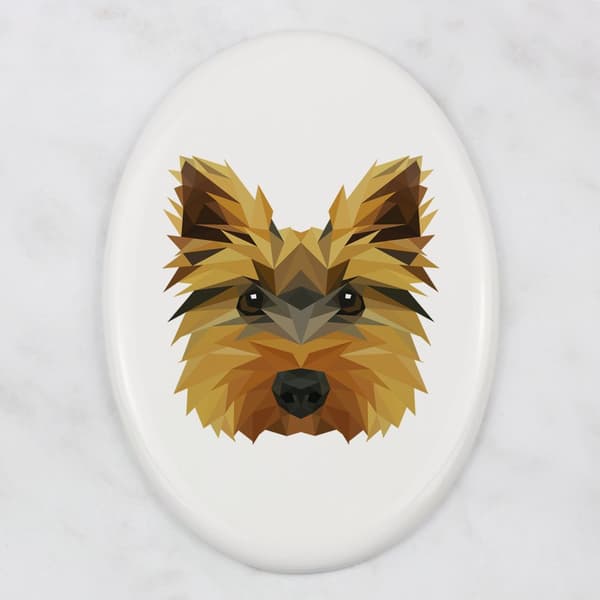 Yorkshire Terrier, York, York, Yorkie - en bricka med ett foto och en geometrisk inskription av Art-Dog