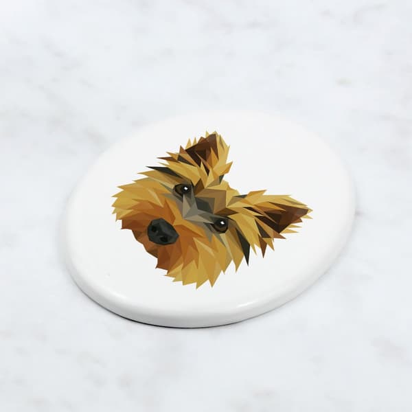 Yorkshire Terrier, York, York, Yorkie - en bricka med ett foto och en geometrisk inskription av Art-Dog