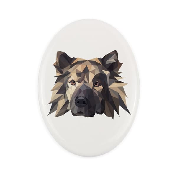 Eurasier, Eurasian - en bricka med ett foto och en geometrisk inskription av Art-Dog