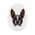 Miniatyrbild 1 av 4: Boston Terrier, Boston Bull Terrier - en bricka med ett foto och en geometrisk inskription av Art-Dog