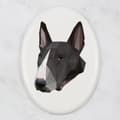 Pikkukuva 3 / 4: Bullterrieri, Bullterrieri - Art-Dogin laatta valokuvalla ja geometrisella kirjoituksella