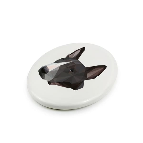 Bullterrieri, Bullterrieri - Art-Dogin laatta valokuvalla ja geometrisella kirjoituksella