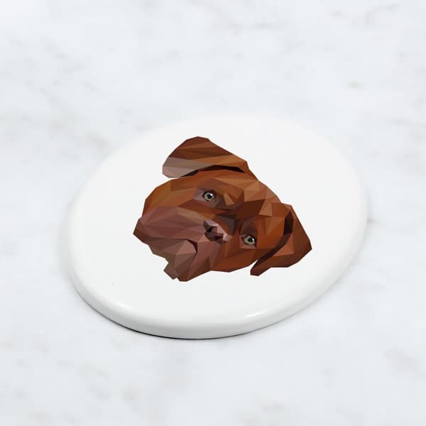 Bordeaux Dog, Dogue de Bordeaux, French Mastiff - geometrisk flise med et foto og inskription af Art-Dog