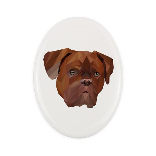Bordeaux Dog, Dogue de Bordeaux, French Mastiff - geometrisk flise med et foto og inskription af Art-Dog