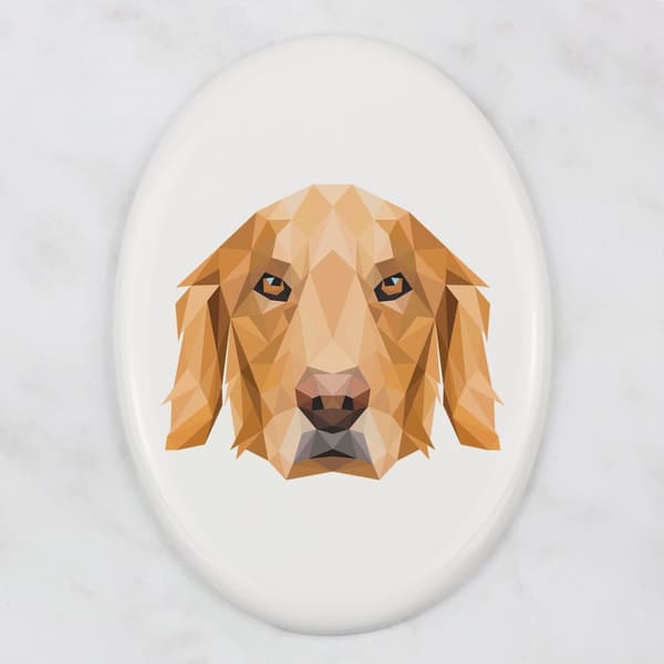 Golden Retriever - kakel med ett foto och en geometrisk inskription av Art-Dog