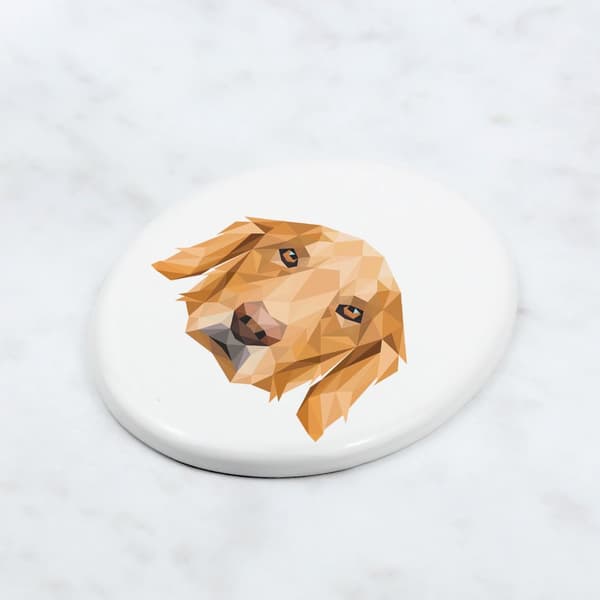 Golden Retriever - kakel med ett foto och en geometrisk inskription av Art-Dog