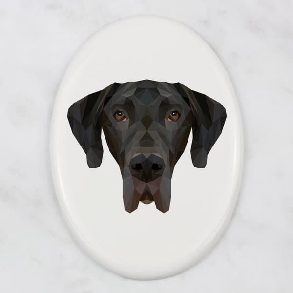 Great Dane I - en flise med et foto og en geometrisk inskription af Art-Dog