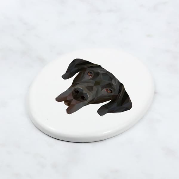 Great Dane I - en flise med et foto og en geometrisk inskription af Art-Dog