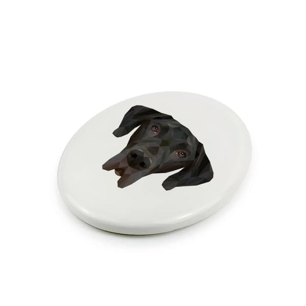Great Dane I - en flise med et foto og en geometrisk inskription af Art-Dog