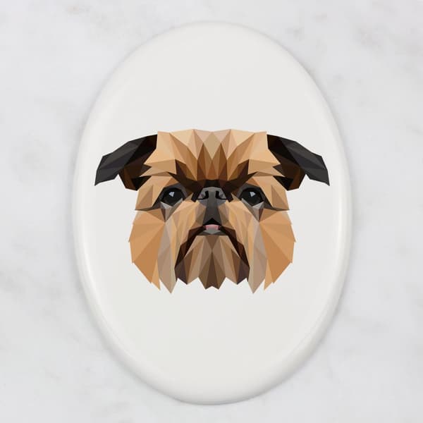Bryssel Griffon, Griffon bruxellois - geometrisk kakel med foto och inskription av Art-Dog
